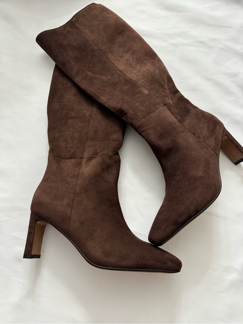 Women's Brown Suede Mid-Heel Knee Boots